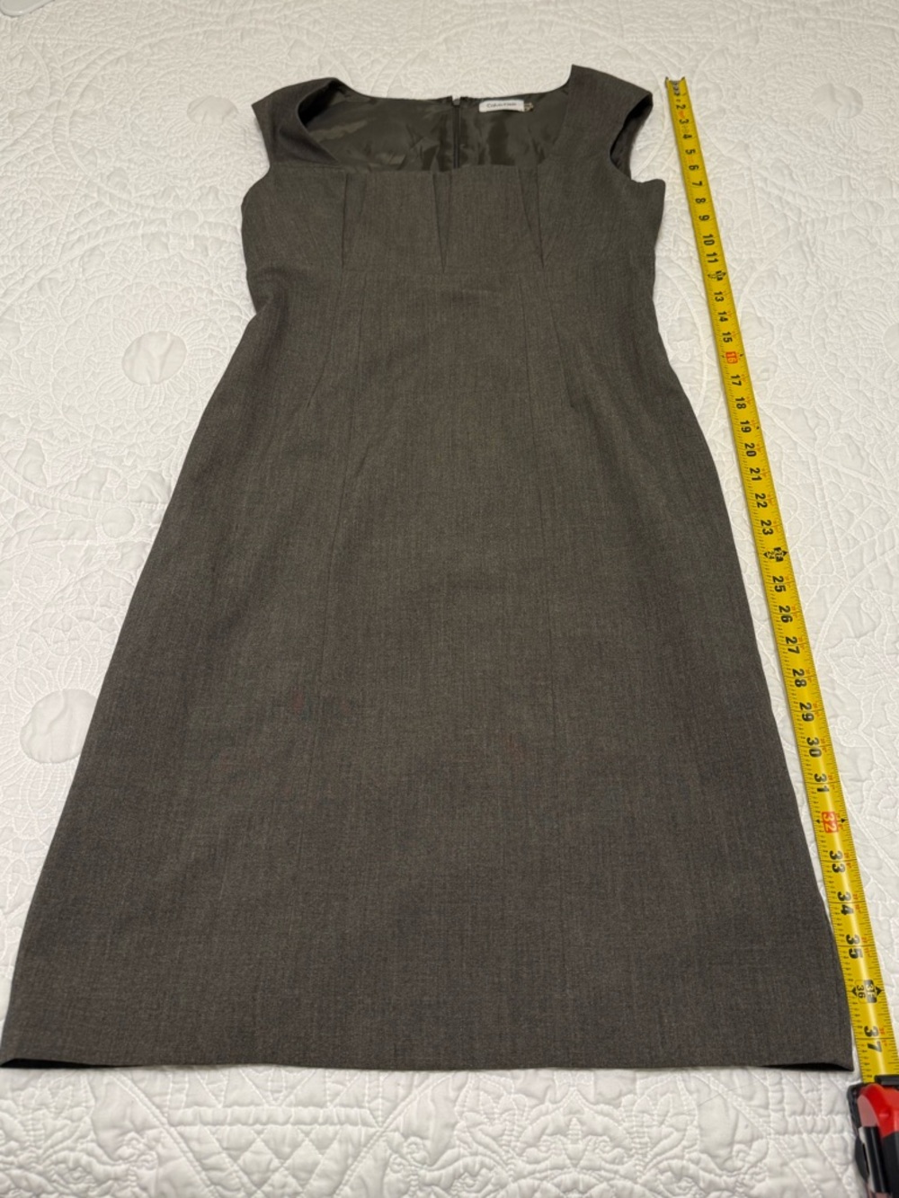 Calvin Klein Gray Cap-Sleeve Sheath Dress - Picture 3 of 4